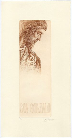 Norler. Grabado al aguafuerte del Cristo San Gonzalo de Sevilla en tinta sepia.