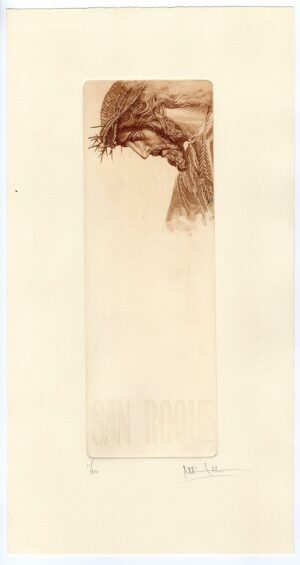 Norler. Grabado al aguafuerte del Cristo San Roque de Sevilla en tinta sepia.